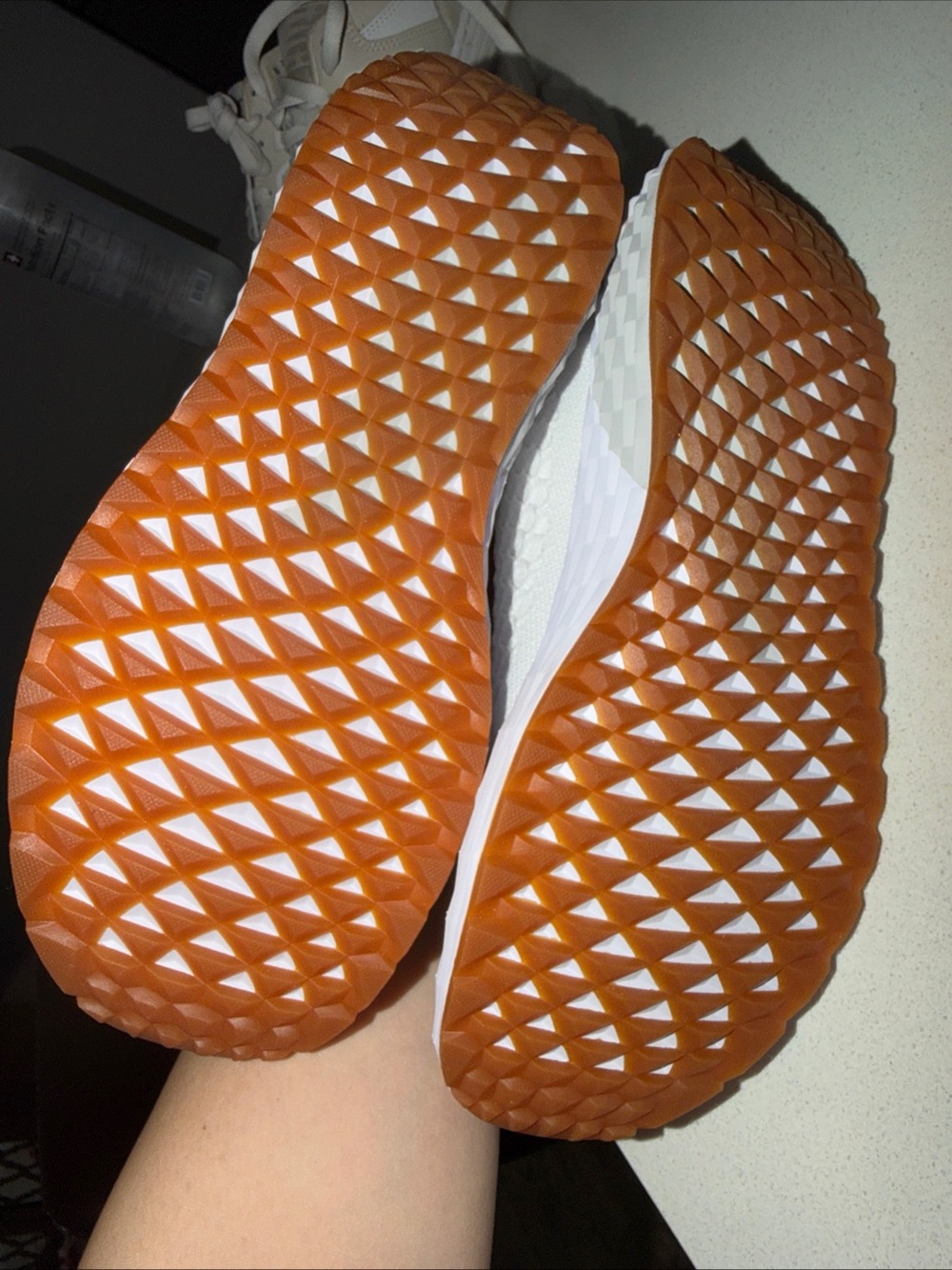 NOBULL White Knit Athletic Shoes with Brown Toe Caps - Picture 7 of 7